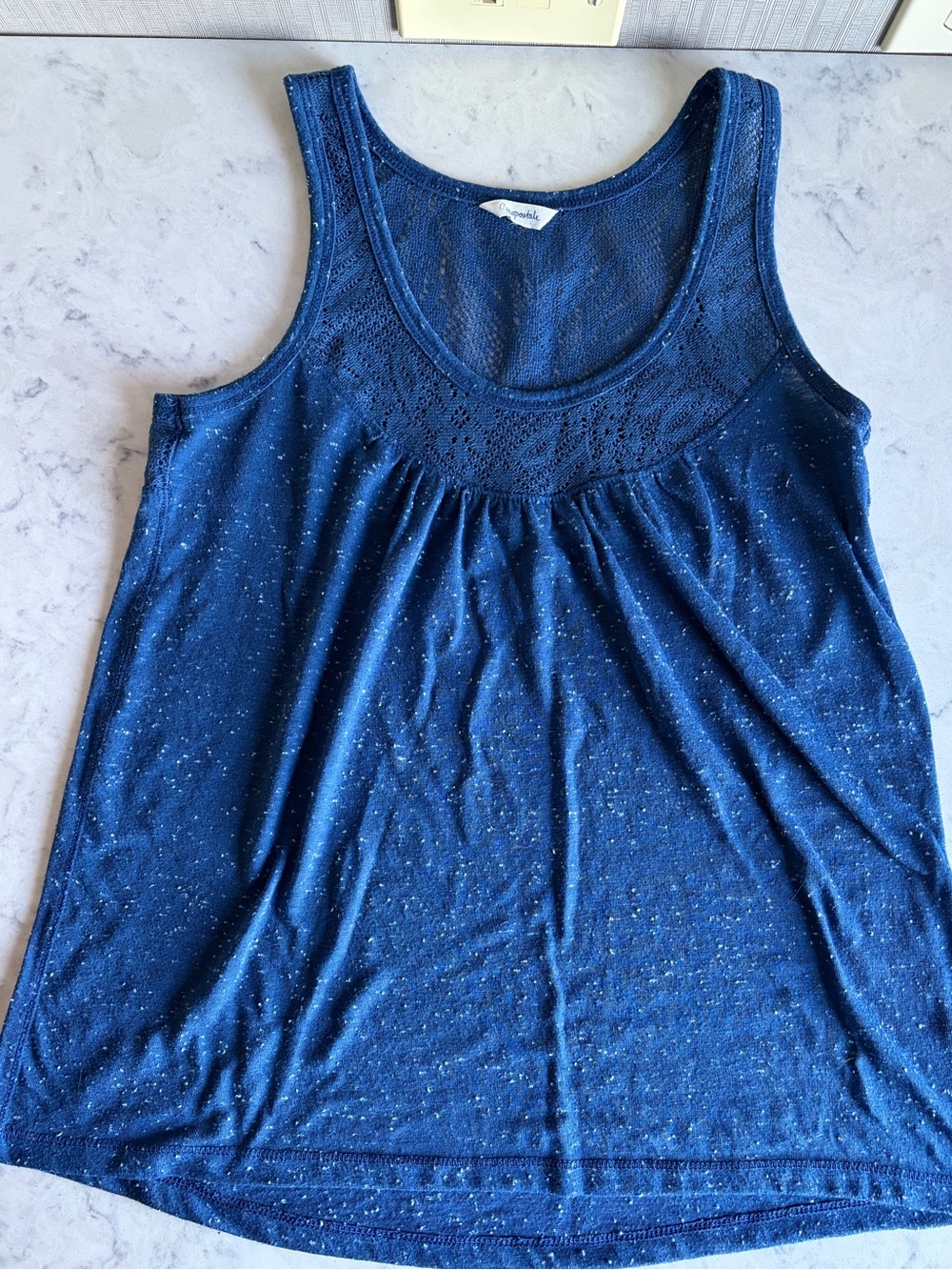Aeropostale Blue Speckled Lace Yoke Tank Top Size Small